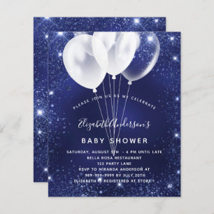 Budget Baby shower marvy blue ballonuitnodiging