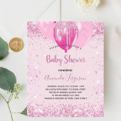 Budget Baby shower meisje roze glitter uitnodiging