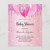 Budget Baby shower meisje roze glitterballonnen (Voorkant)