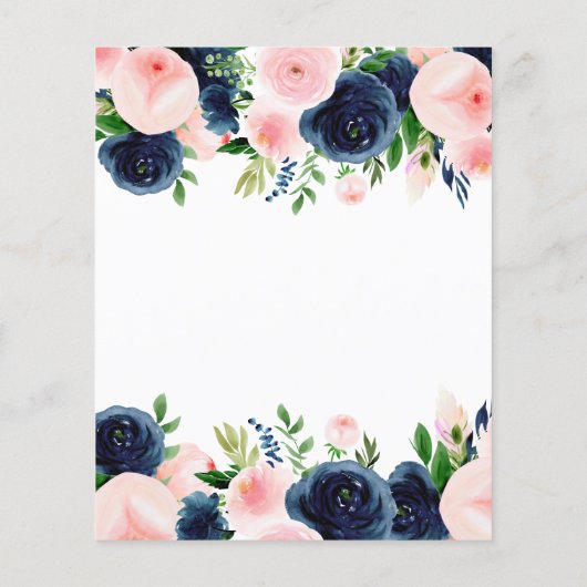 Budget Baby shower Navy Blue Blush Pink Floral (Achterkant)