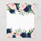 Budget Baby shower Navy Blue Blush Pink Floral Flyer (Achterkant)