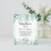 Budget Baby shower olifant eucalyptus-uitnodiging (Staand voorkant)