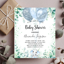 Budget Baby shower olifant eucalyptus-uitnodiging Flyer