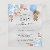 Budget baby shower pampas gras zilveren teddybeer (Voorkant)