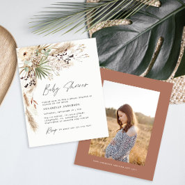 Budget baby shower pampas modern boho elegant flyer