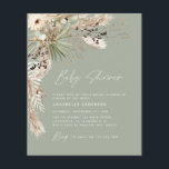Budget baby shower pampas moderne groene elegant flyer<br><div class="desc">Budget baby shower pampas gras en eucalyptus modern boho elegant stijlvol partijontwerp. In een hedendaagse terracotta,  groene,  natuurlijke,  crème- en zwarte kleurweg.</div>