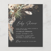 Budget baby shower pampas moderne zwarte foto boho flyer (Voorkant)