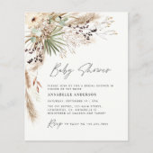 Budget baby shower pampas moderne zwarte foto flyer (Voorkant)