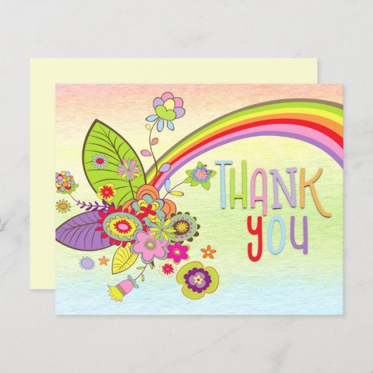 Budget Baby Shower Regenboog Bericht Bedankt (Voorkant / Achterkant)