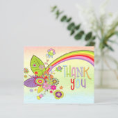 Budget Baby Shower Regenboog Bericht Bedankt (Staand voorkant)