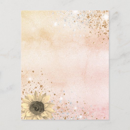 Budget Baby shower roos gouden zonnebloem uitnodig (Achterkant)