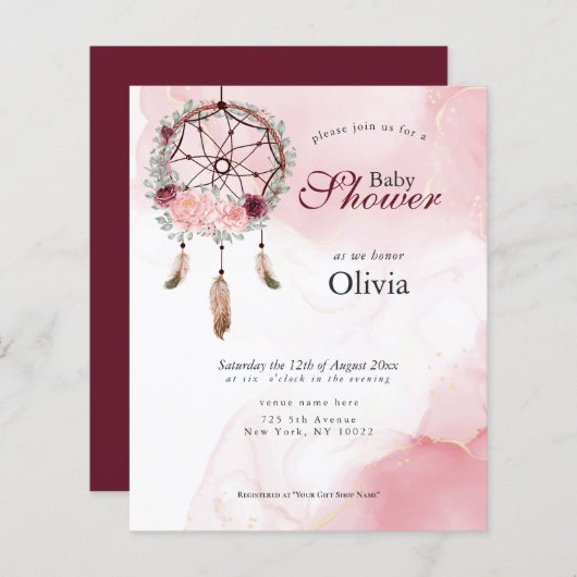 Budget Baby shower roze droomdrager (Voorkant / Achterkant)