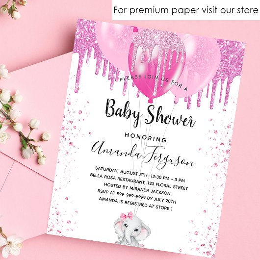 Budget Baby shower roze olifant