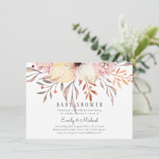 BUDGET Baby Shower Roze Perzik Bloemen (Staand voorkant)