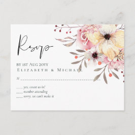 BUDGET Baby Shower Roze Perzik Bloemen Briefkaart