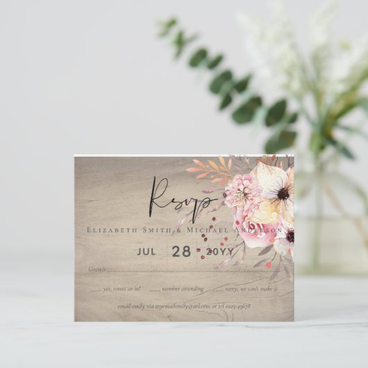 BUDGET Baby Shower Roze Perzik Bloemen Briefkaart (Staand voorkant)