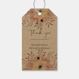 BUDGET Baby Shower Roze Perzik Bloemen Cadeaulabel