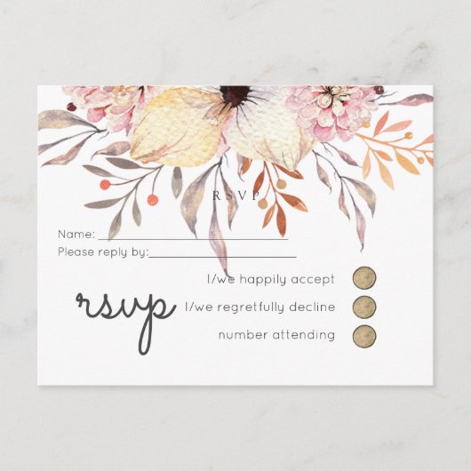 BUDGET Baby Shower Roze Perzik Bloemen Uitnodiging Briefkaart (Voorkant)