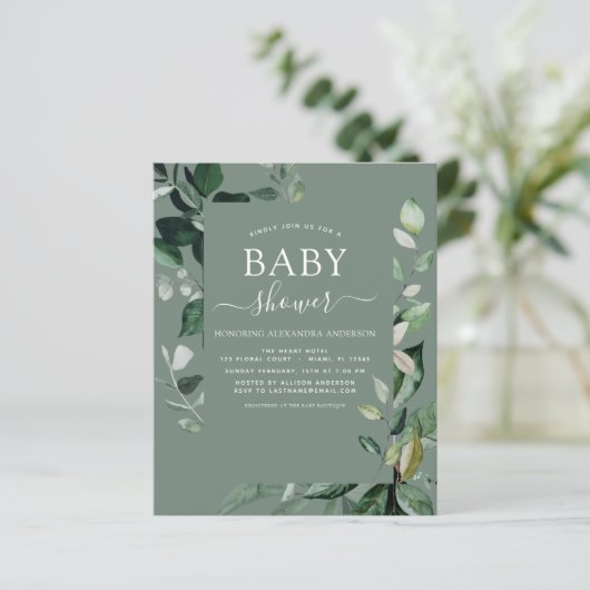 Budget Baby shower Sage Green Botanical (Staand voorkant)
