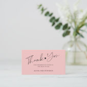 Budget baby shower script roze bedankje informatiekaartje (Staand voorkant)