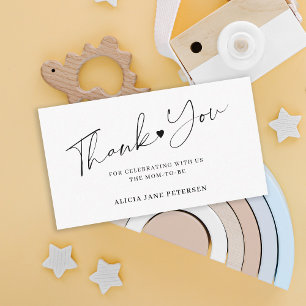 Budget baby shower script zwart wit bedankt informatiekaartje