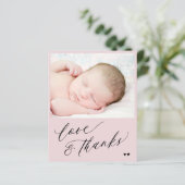 Budget baby shower simpele foto bedankt (Staand voorkant)