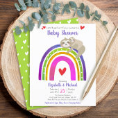Budget Baby shower Sloth Rainbow Moderne Uitnodigi