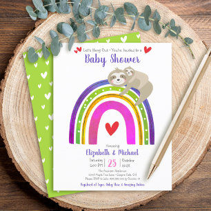Budget Baby shower Sloth Rainbow Moderne Uitnodigi