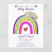 Budget Baby shower Sloth Rainbow Moderne Uitnodigi (Voorkant)