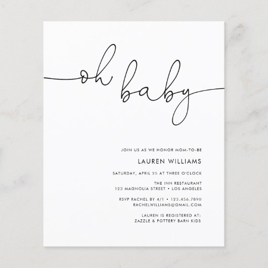 Budget Baby shower Sonogram Fotouitnodiging Flyer (Voorkant)