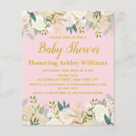 Budget Baby shower Uitnodiging Blush Pink Girl Gol