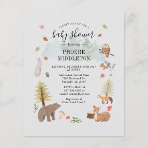 Budget Baby Shower Uitnodiging Bosdieren