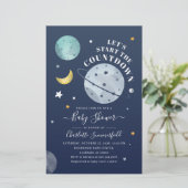 Budget Baby shower Uitnodiging buitenruimtevaartin Briefpapier (Staand voorkant)