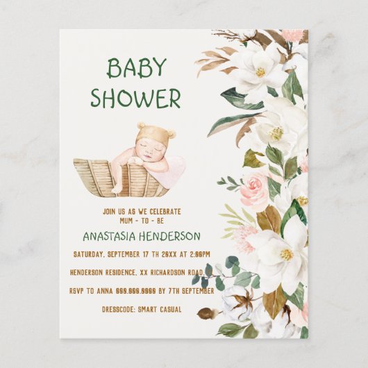 Budget/Baby shower-uitnodiging.Flyer Flyer (Voorkant)