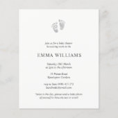 Budget Baby shower Uitnodiging grijze voetafdruk (Voorkant)