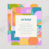 Budget Baby shower Uitnodiging Kleurrijke Geometri (Voorkant / Achterkant)