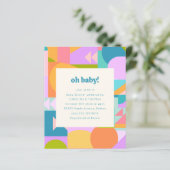 Budget Baby shower Uitnodiging Kleurrijke Geometri (Staand voorkant)