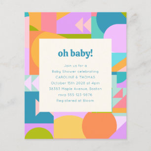 Budget Baby shower Uitnodiging Kleurrijke Geometri