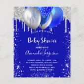 Budget baby shower uitnodiging koninklijk blauw zi (Voorkant)