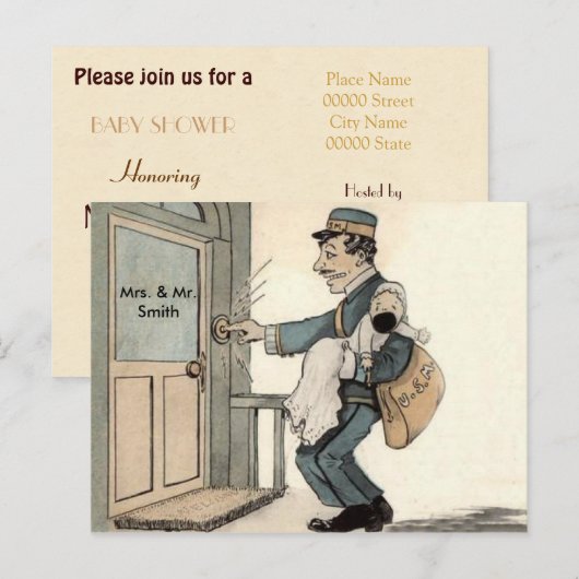 budget BABY SHOWER Uitnodiging neutraal Briefkaart (Voorkant / Achterkant)