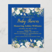 Budget Baby shower Uitnodiging Royal Blue Boy Gold (Voorkant / Achterkant)