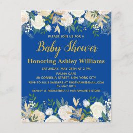 Budget Baby shower Uitnodiging Royal Blue Boy Gold