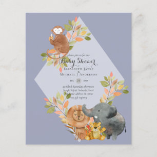 BUDGET Baby SHOWER Uitnodigingen - JUNGLE DIEREN Flyer