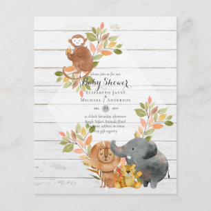 BUDGET Baby SHOWER Uitnodigingen - JUNGLE DIEREN Flyer