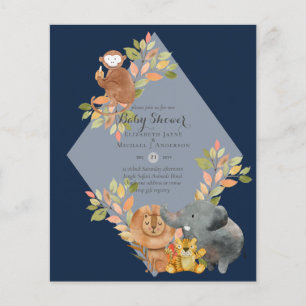 BUDGET Baby SHOWER Uitnodigingen - JUNGLE DIEREN Flyer