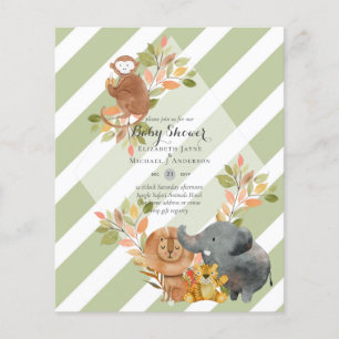 BUDGET Baby SHOWER Uitnodigingen - JUNGLE DIEREN Flyer