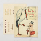 budget BABY SHOWER Uitnodigingsjongen Uitnodiging Briefkaart (Voorkant / Achterkant)