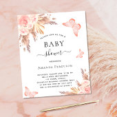 Budget Baby shower vlinder pampas uitnodiging