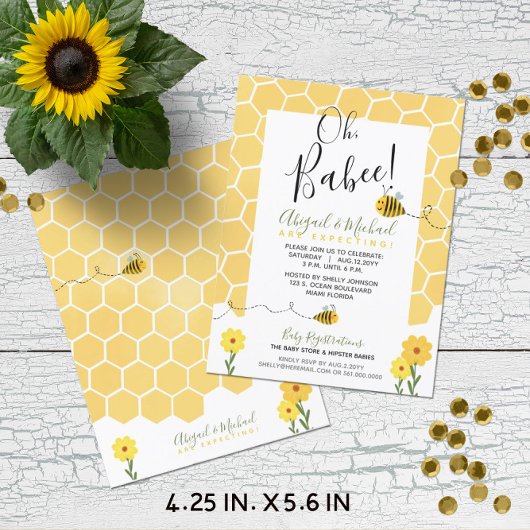 Budget Baby shower Waterverf Bumble Bee Invite Briefkaart