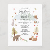 Budget Baby shower Woodland Dierenuitnodiging (Voorkant)